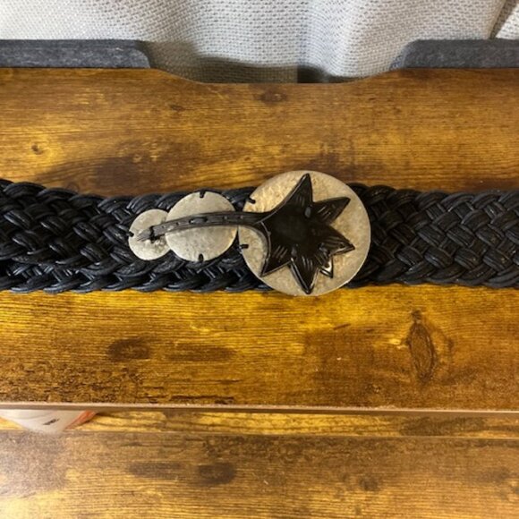 Unisex Black Woven Belt‎ w/Mixed Metal Buckle by Baer SF Made in the USA - Picture 3 of 5